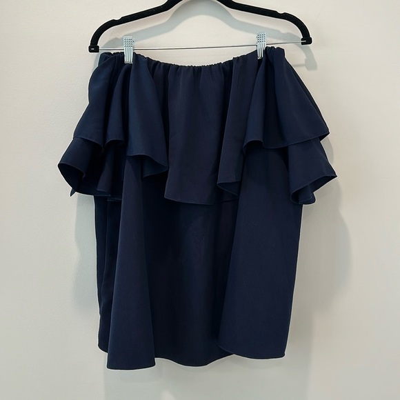 MLM Maison Off The Shoulder Blouse Top Navy Heritage Prep Preppy Resortwear Cute - Picture 2 of 10